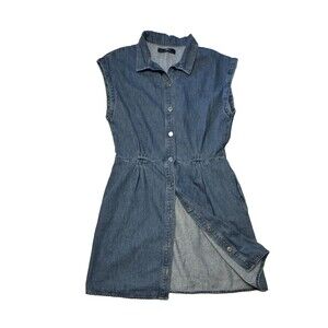 Mavi Denim Jean Dress Size M Knee Length Sleeveless Collared Button
